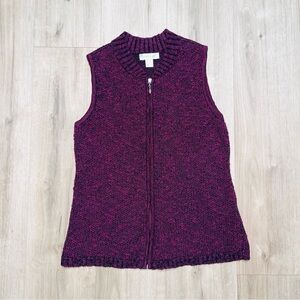 Christopher&Banks SM Maroon Sleeveless 100% Cotton Knit Sweater Vest w/ Zipper